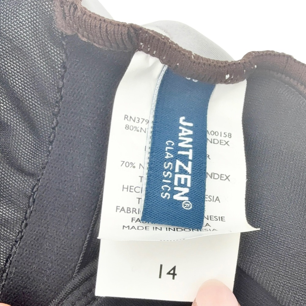 Jantzen Classics 2000s Swimdress One Piece Swimsuit Size 14 Brown Cream NWT - Picture 9 of 16